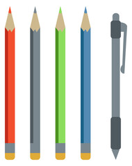 Canvas Print - Writing and drawing tools. Pen and pencils color icon