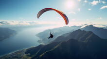 Paragliding High In The Skies For A Bird's Eye View. Generative Ai