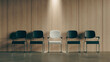 Concept background with chairs in waiting room for job interview, 3d rendering