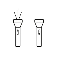Flashlight Icon. Flashlight On And Off. Vector Illustration. Stock Image.