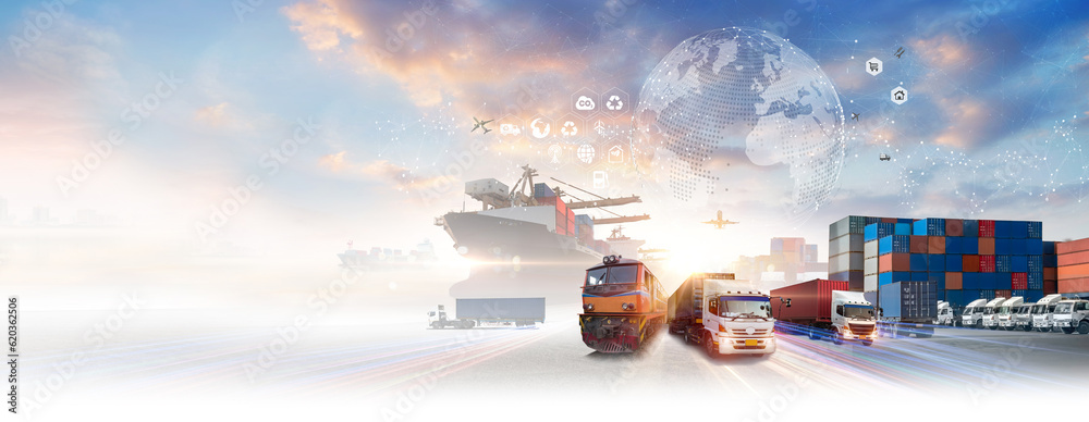 Global business of Container Cargo freight train for Business logistics ...