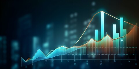 Wall Mural - Market chart of business increase stock graph or investment financial data profit on growth money diagram background with success diagram exchange information, AI generative