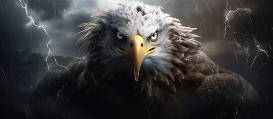 Canvas Print - A close-up of an eagle in a storm