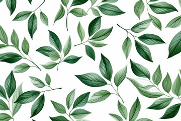 Wall Mural - green leaves on white background