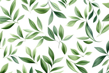 Wall Mural - green leaves on white background