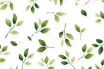 Wall Mural - green leaves on white background
