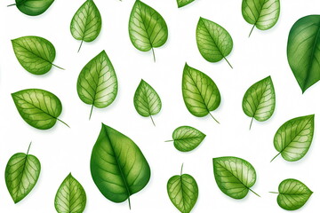 Wall Mural - green leaves on white background