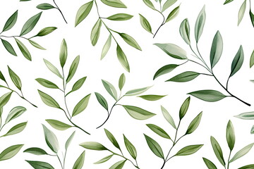 Wall Mural - green leaves on white background