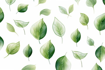 Wall Mural - green leaves on white background