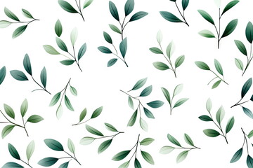 Wall Mural - green leaves on white background