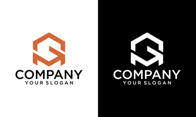 Illustration modern hexagon initial MG or GM in the form of geometric and minimalist logo design