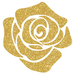 Wall Mural - Golden  rose glitter on transparent background. Rose icon.Design for decorating,background, wallpaper, illustration