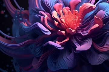 Poster - Abstract background beautiful futuristic artificial flower AI