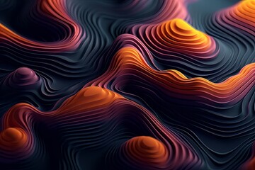 Futuristic poligonal background, textures with black, pink and orange gradient waves AI