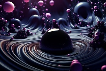 Poster - Futuristic abstract texture background with purple gradient waves and round elements AI