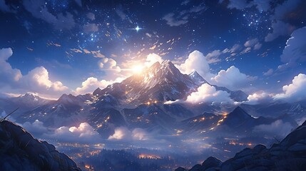 Wall Mural - sunset in the mountains