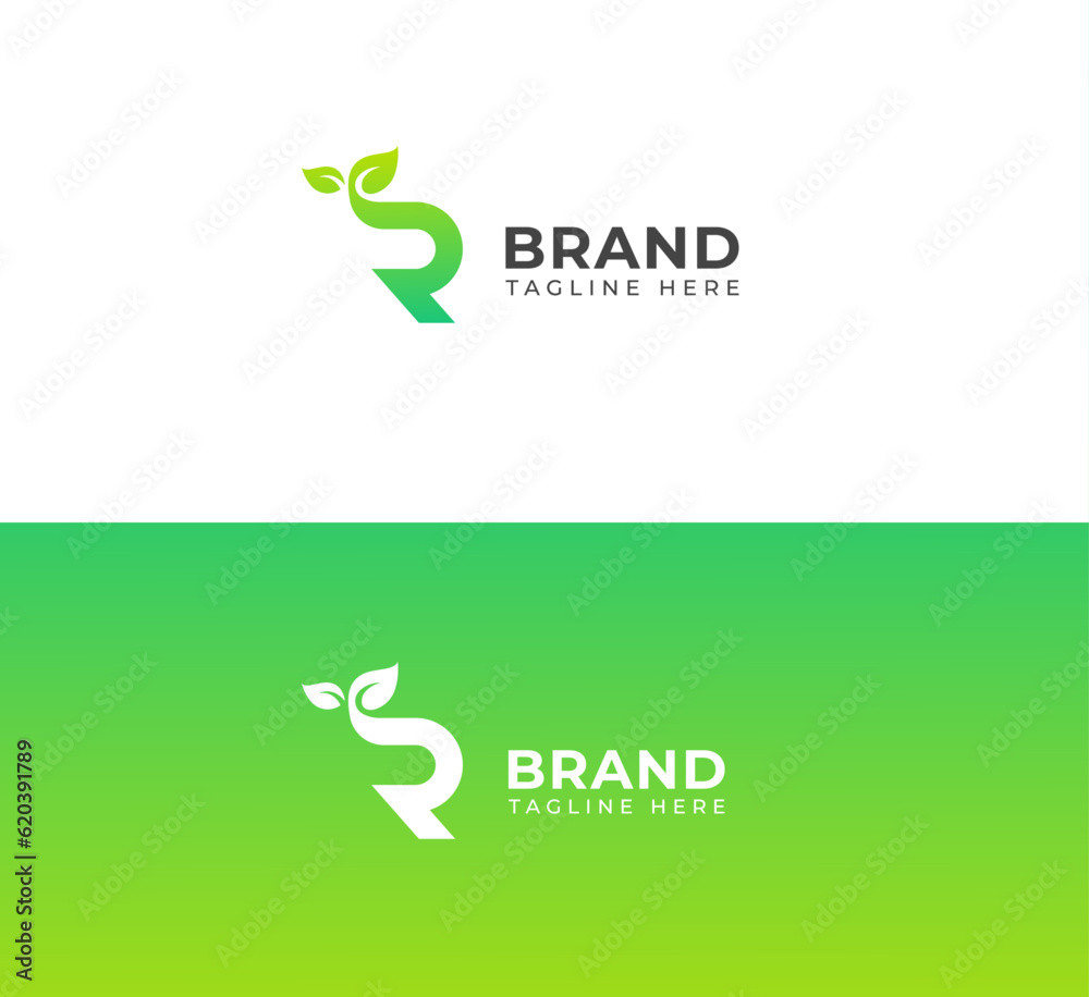 ECO, Plant, Tree, Green Leaf Letter R abstract with dot logo icon ...