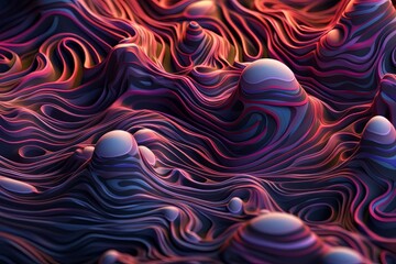 Poster - Futuristic abstract texture background with purple gradient waves and round elements AI