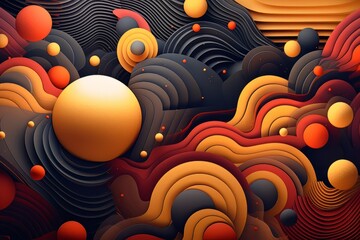 Poster - Abstract artwork background with spheres and embossed lines AI