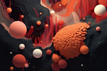 Poster - Abstract artwork background with spheres and embossed lines AI