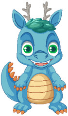 Poster - Happy cartoon dinosaur character smiling