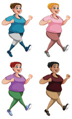 Wall Mural - Chubby Women Running Exercise Collection