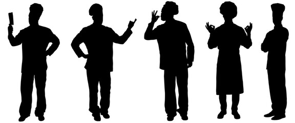 Wall Mural - People silhouettes chef set 3