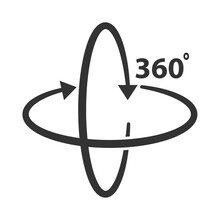 Vector Illustration Of 360 Degree View Icon In Dark Color And Transparent Background(PNG).