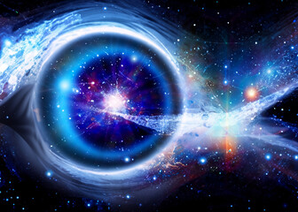 abstract illustration of universe and looking eye, meditation concept created with generative ai tec