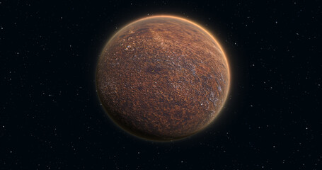 Wall Mural - abstract planet red rusty realistic futuristic round sphere against the background of stars in space