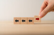© Parradee - New ways of working, differentiation strategy concept  symbol on wood blocks. Providing uniqueness, different and distinct from competitors, creating competitive advantage. Business direction concept.