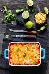 Canvas Print - enchilada casserole with veggies, corn, pinto bean