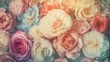 canvas print picture - Rosen Blume in Pastell-Ton mit unscharfen Textur. Floral abstrakten Hintergrund. Süße Farbe, Festliche Illustration, zarte Tapete Textur, Stoff-Design. Generative AI