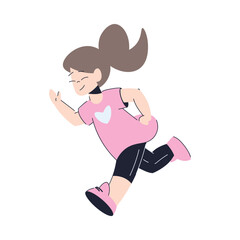 Sticker - Playful Little Girl Running Enjoying Summer Vector Illustration