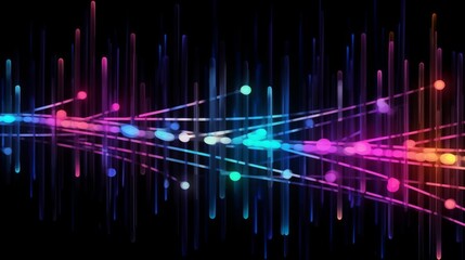 Poster - Colorful abstract background with glowing lines and bokeh. Vector illustration. Generative AI