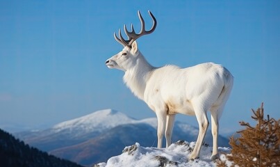 Wall Mural - The golden-horned white deer adds an ethereal beauty to the forest Creating using generative AI tools