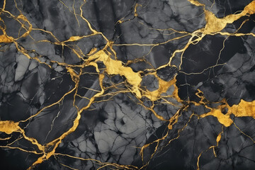 Wall Mural - Gold and white Patterned natural of dark gray marble (Gold Russia) texture background for product design. (ai generated)