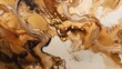Abstrakter , dekorativer Hintergrund, beige-braun-goldene Alkoholtintenfarbe, reich verziert mit Goldfolie und Goldstaub, Generative AI