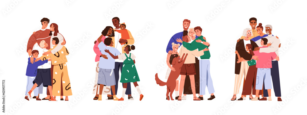 happy-big-families-hug-set-parents-and-kids-embrace-with-love-support