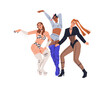 © Good Studio - Fashion sexy women dancing in modern vogue style. Trendy sassy young girls dancers group performing in funky outfits, erotic clothes, apparel. Flat vector illustration isolated on white background