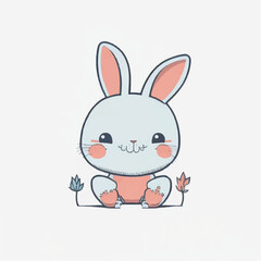 Sticker - cute rabbit cartoon vector design