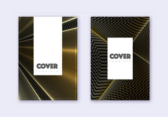 Wall Mural - Hipster cover design template set. Gold abstract l