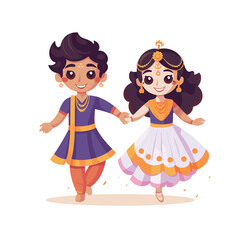 Wall Mural - child and princess dancing indian traditional