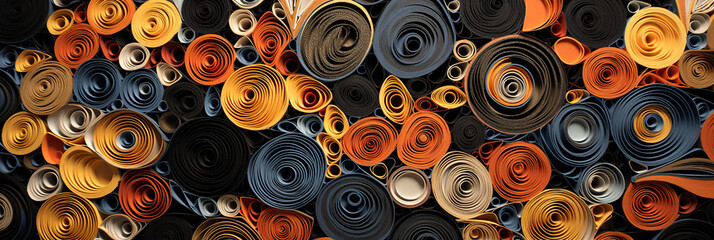 Poster - A wall of rolled up rolls of fabric. Generative AI.