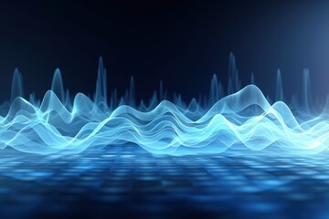 Wall Mural - Visualization of sound waves. Abstract futuristic background with colorful glowing neon moving high speed wave lines and bokeh lights. Data transfer concept. Fantastic wallpaper. Generative AI