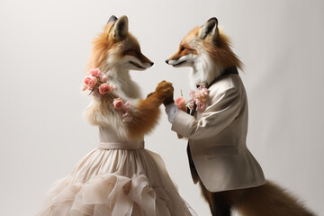 Sticker - The wedding ceremony of two foxes