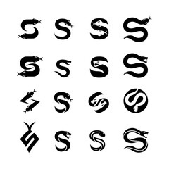 Leinwandbilder - S Snake initial letter logo icon design set collection