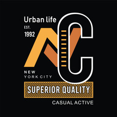 New york city urban life typography design for t-shirt, vector illustration 