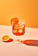 Aperol Spritz cocktail with orange on bright beautiful background. Generative AI