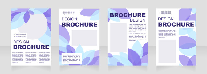 Promotional blue leaves blank brochure layout design. Nature decor. Vertical poster template set with empty copy space for text. Premade corporate reports collection. Editable flyer paper pages